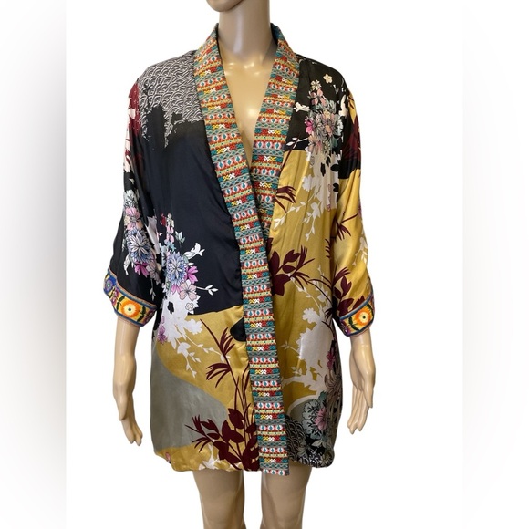 Johnny Was Avril Reversible Silk Blend /Velcet Colorful Floral Kimono Size S - Picture 8 of 11